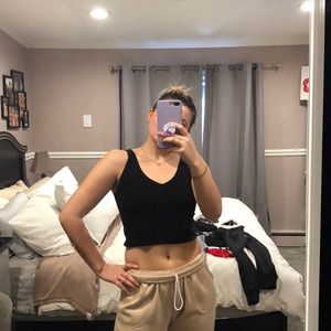 Black knitted crop top